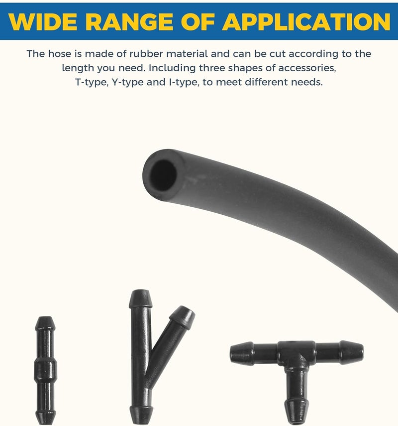 UBOG 22PCS Windshield Washer Hose Kit,13FT Washer Fluid Hose,6 PCS Hose Connectors,2 Fan Nozzles,Car Accessories Windshield Fluid Hose Replacement,Suitable for Most Car Windshield Fluid Tubing - Image 5